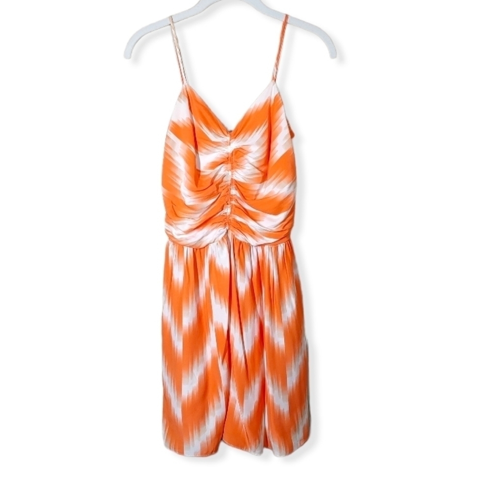 Taylor Orange Print Silk Dress Medium